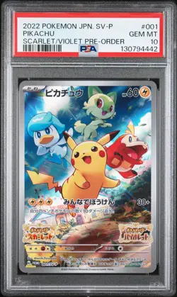 2022 POKEMON JAPANESE SV PROMO SCARLET & VIOLET PRE-ORDER #001 PIKACHU PSA 10 - Image 1