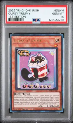 2025 YU-GI-OH! JUSH-JUSTICE HUNTERS 1ST EDITION #EN016 CUPSY YUMMY PSA 10 - Image 1