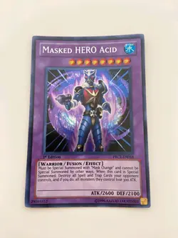 Yugioh Masked HERO Acid PRC1-EN018 Secret Rare 1st Ed LP/NM - Image 1