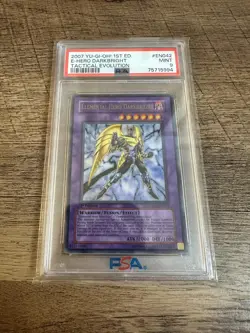 YuGiOh Elemental Hero Darkbright TAEV-EN042 Tactical Evolution 1st Edition PSA 9 - Image 1