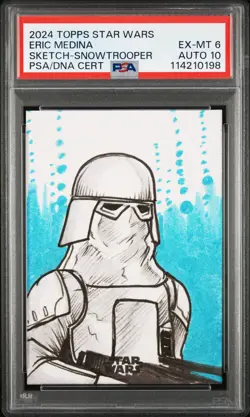 2024 TOPPS STAR WARS SKETCH CARDS SNOWTROOPER ERIC MEDINA PSA 6 DNA AUTO 10 - Image 1