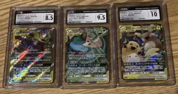 Pokemon 3 Card Japanese Tag Team Graded Lot CGC 8.5 9.5 and 10- NM Mint And Gem - Image 1