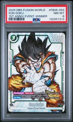 2025 DRAGON BALL SUPER CARD GAME FUSION WORLD 1ST ANV EVENT SON GOKU PSA 8 - Image 1