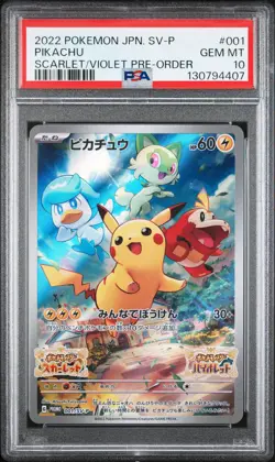 2022 POKEMON JAPANESE SV PROMO SCARLET & VIOLET PRE-ORDER #001 PIKACHU PSA 10 - Image 1