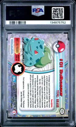 1999 TOPPS POKEMON TV #1 BULBASAUR PSA 8 - Image 2