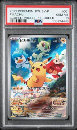 2022 POKEMON JAPANESE SV PROMO SCARLET & VIOLET PRE-ORDER #001 PIKACHU PSA 10 - Image 1