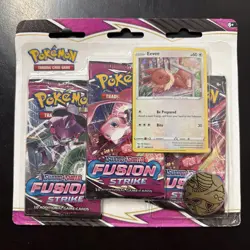 Pokemon TCG SWSH Fusion Strike 3 Pack Blister Booster Eevee Promo New Sealed 820650809200 - Image 1