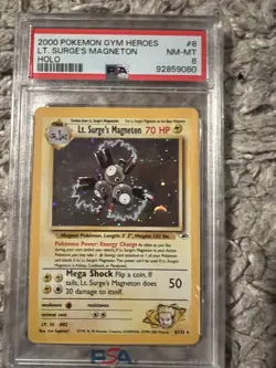 Pokemon Gym Heroes Lt. Surge's Magneton Holo 8/132 Unlimited PSA graded NM-MT 8 - Image 1