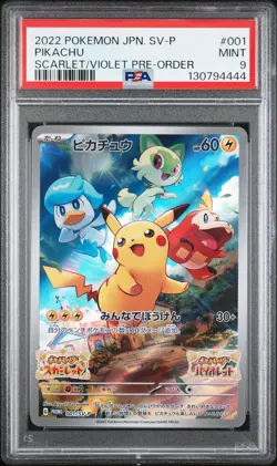 2022 POKEMON JPN SV PROMO SCARLET & VIOLET PRE-ORDER #001 PIKACHU PSA 9 - Image 1