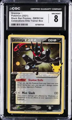 2021 POKEMON PROMOS CELEBRATIONS ELITE TRAINER BOX #SWSH 144 GRENINJA CGC 8 - Image 1