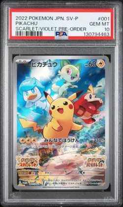 2022 POKEMON JAPANESE SV PROMO SCARLET & VIOLET PRE-ORDER #001 PIKACHU PSA 10 - Image 1