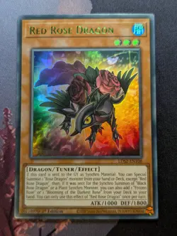 Red Rose Dragon LDS2-EN108 Green Ultra Rare 1st Edition YuGiOh TCG - NM - Image 1