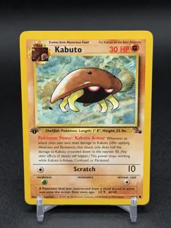 Kabuto 1st Edition Fossil Set Pokemon WOTC TCG Common Card #50/62 - Image 1