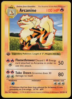 Arcanine [1st Edition] #23 Base Set Pokemon Card - Image 1