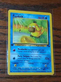 Pokemon TCG Psyduck Fossil, 1st Edition Common Card, Near Mint Condition - Image 1