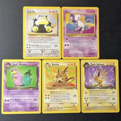 (5 CARD LOT) Vintage Pokemon TCG Snorlax, Mew, Raichu, Dark Jolteon and Slowbro - Image 1