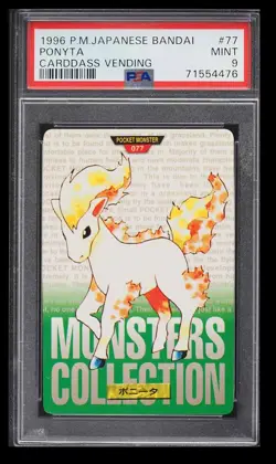 1996 Pokemon Bandai Carddass Vending Ponyta PSA 9 Japanese #77 Green Card - Image 1
