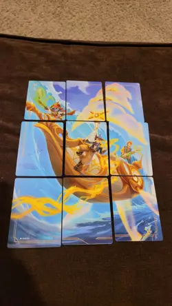 Disney Lorcana TCG 9 Piece Mint Stitch Puzzle Azurite Sea Booster Pack Art Cards - Image 1