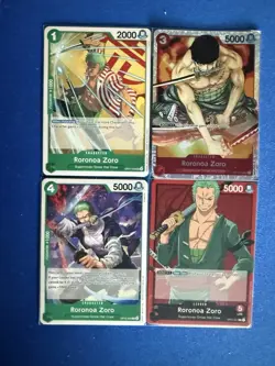 Roronoa Zoro One Piece TCG 4-card lot ST01 Super Rare+OP1 Leader+more-ships PWE - Image 1