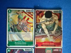 Roronoa Zoro One Piece TCG 4-card lot ST01 Super Rare+OP1 Leader+more-ships PWE - Image 3