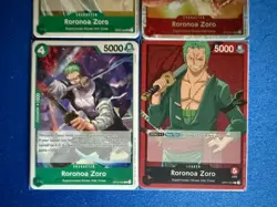Roronoa Zoro One Piece TCG 4-card lot ST01 Super Rare+OP1 Leader+more-ships PWE - Image 4