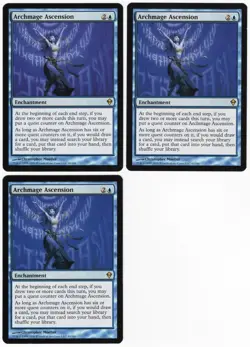 Archmage Ascension x3 3x 2009 Zendikar Blue Rare Enchantment MTG NM AZ1 - Image 1