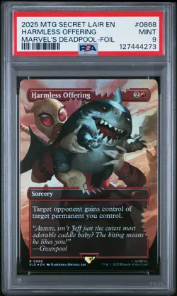 2025 MTG SECRET LAIR DROP MARVEL'S DEADPOOL-FOIL #0868 HARMLESS OFFERING PSA 9 - Image 1