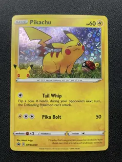 Pokemon Pikachu Black Star Promo SWSH039 Holo Rare 25th Anniversary 2020 LP / MP - Image 1