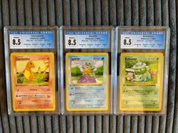 1st Edition Starters Charmander Bulbasaur Squirtle Pokemon Card 1999 CGC 8.5 - Image 1