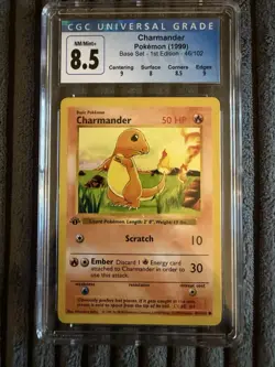 1st Edition Starters Charmander Bulbasaur Squirtle Pokemon Card 1999 CGC 8.5 - Image 3