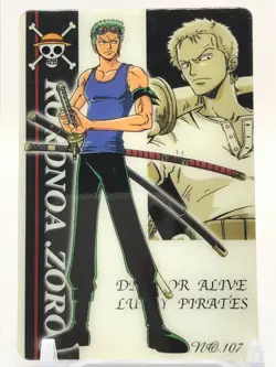 Zoro One Piece Plastic Card Bandai Japan Japanese Very Rare No.107 2003 F/S - Image 1