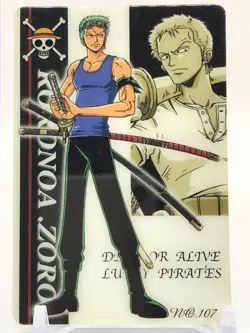 Zoro One Piece Plastic Card Bandai Japan Japanese Very Rare No.107 2003 F/S - Image 2