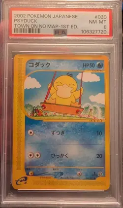 PSA 8 Psyduck 020 Town on No Map 1st Edition Mint Japanese Pokemon Card 2002 - Image 1