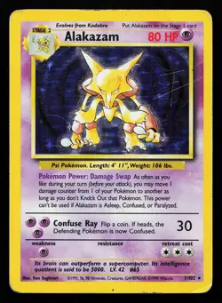 Alakazam 1/102 Holo Rare Base Set Pokemon Card - Image 1