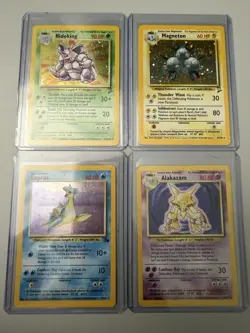 Vintage Holo Pokemon Card Lot Nidoking (NM) Magneton & Lapras (LP) Alakazam (MP) - Image 1