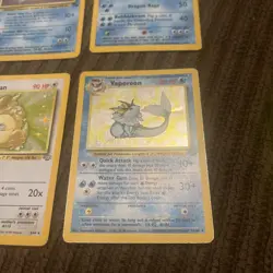 Pokemon 5 Card Set Holo Rare 1999 Vintage, Vaporeon, Lapras, Dark Arbok, Used - Image 2
