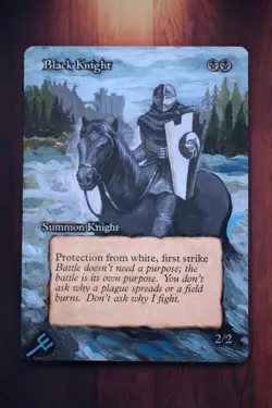 Black Knight *Magic Altered Hand Painted Extended Borderless Art* MTG by Erich - Image 1