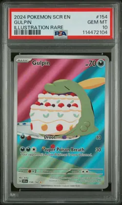 2024 POKEMON SCR EN-STELLAR CROWN ILLUSTRATION RARE #154 GULPIN PSA 10 - Image 1