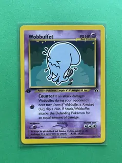 2001 Pokemon Neo Discovery Wobbuffet 1st Edition #35/75 Non-Holo LP+ - Image 1