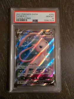 2021 POKEMON SWORD & SHIELD FUSION STRIKE #250 FULL ART/MEW V PSA 10 - Image 1