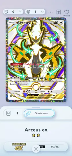 [English] Arceus EX | Full Art | 2 Star ?? | Pokemon TCG Pocket Trade - Image 1