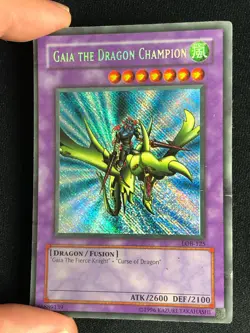 YUGIOH MISPRINT REVERSE FOIL! GAIA THE DRAGON CHAMPION LOB-125 SECRET HP/CREASES - Image 1