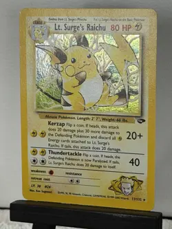 Pokemon TCG Lt. Surge's Raichu Holo Unlimited Holo Rare Card 11/132 LP+ - Image 2