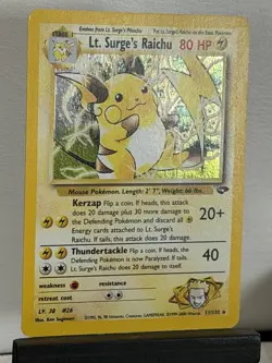 Pokemon TCG Lt. Surge's Raichu Holo Unlimited Holo Rare Card 11/132 LP+ - Image 3