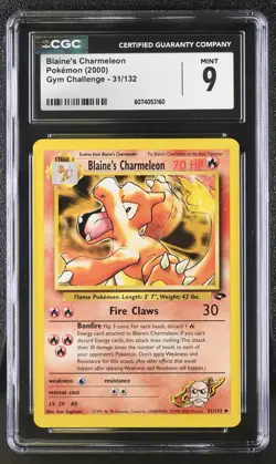 CGC 9 MINT Blaine's Charmeleon 2000 Gym Challenge 31/132 Pokemon Card - Image 1