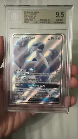 Beckett 9.5 Lugia GX F/A Lost Thunder 2018 Pokemon Card Full Art #207 Gem Mint - Image 2