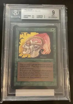 Magic the Gathering Llanowar Elves Alpha Beckett 9; 9.5 Edges, 8.5 Centering - Image 2