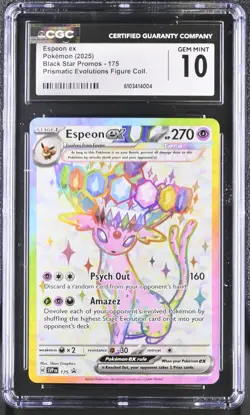 2025 Pokemon Prismatic Evolutions Espeon ex Figure Promo #175 CGC 10 - Image 1