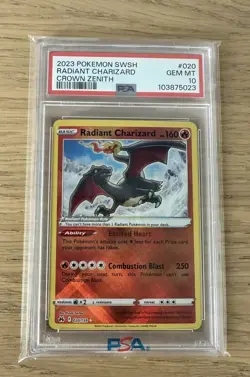 Radiant Charizard - PSA 10 020/159 Pokemon Sword & Shield Crown Zenith - Image 1