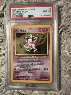 1999 Pokemon Jungle #6 No Symbol Mr. Mime Holo Error PSA 8 Near Mint - Mint WOTC - Image 1